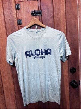 Hawaii Aloha Hae Branded Logo Back-Print Unisex T-Shirt - Light Sage